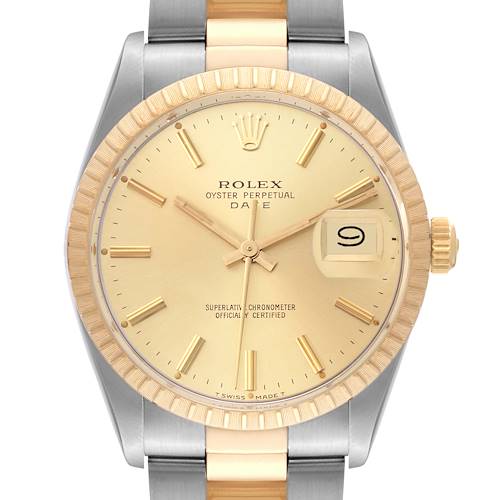 Photo of Rolex Date 34mm Steel Yellow Gold Mens Watch 15053 Box Papers