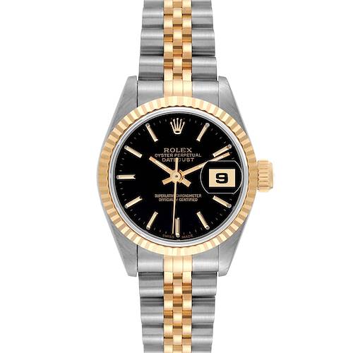 Photo of Rolex Datejust Steel Yellow Gold Black Dial Ladies Watch 69173 Box Papers