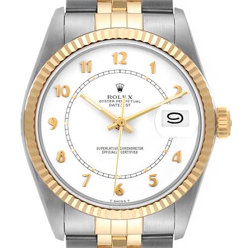 Photo of Rolex Datejust Steel Yellow Gold Boiler Gauge Dial Vintage Mens Watch 16013