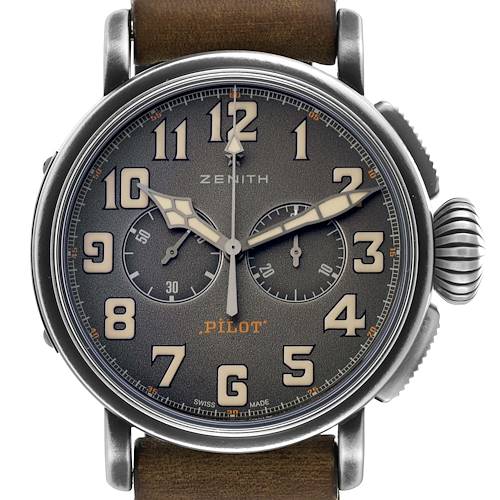 Photo of Zenith Heritage Pilot Type 20 Chronograph Steel Titanium Mens Watch 11.2430.4069